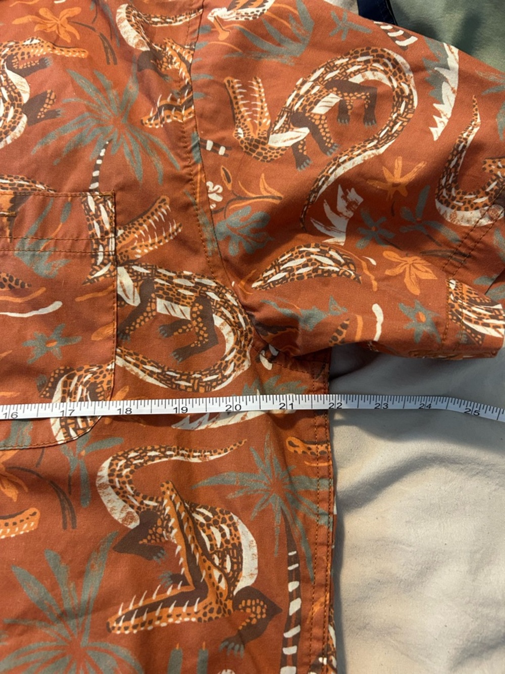 Howler Brothers Rust Orange Alligator Button-Down Shirt- Medium - Picture 3 of 3